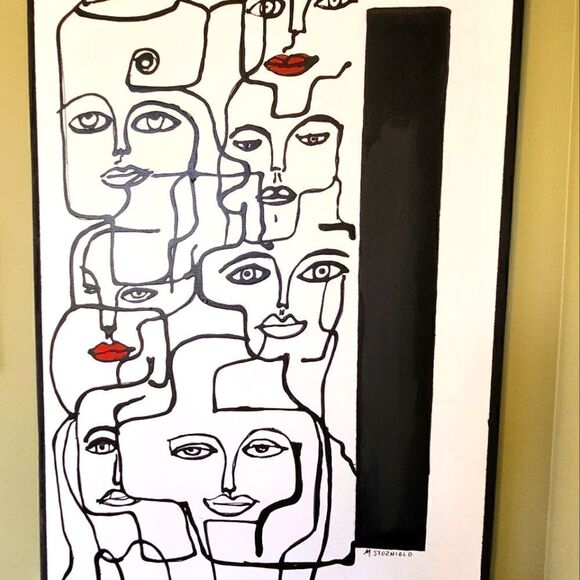 Abstract Artwork Contemporary Black & White - Picture 2 of 4